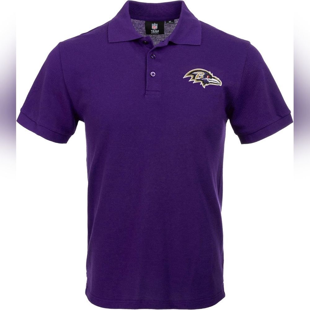 NWT FOCO NFL Baltimore Ravens Purple Logo Polo Short Sleeve Shirt Sz Small
